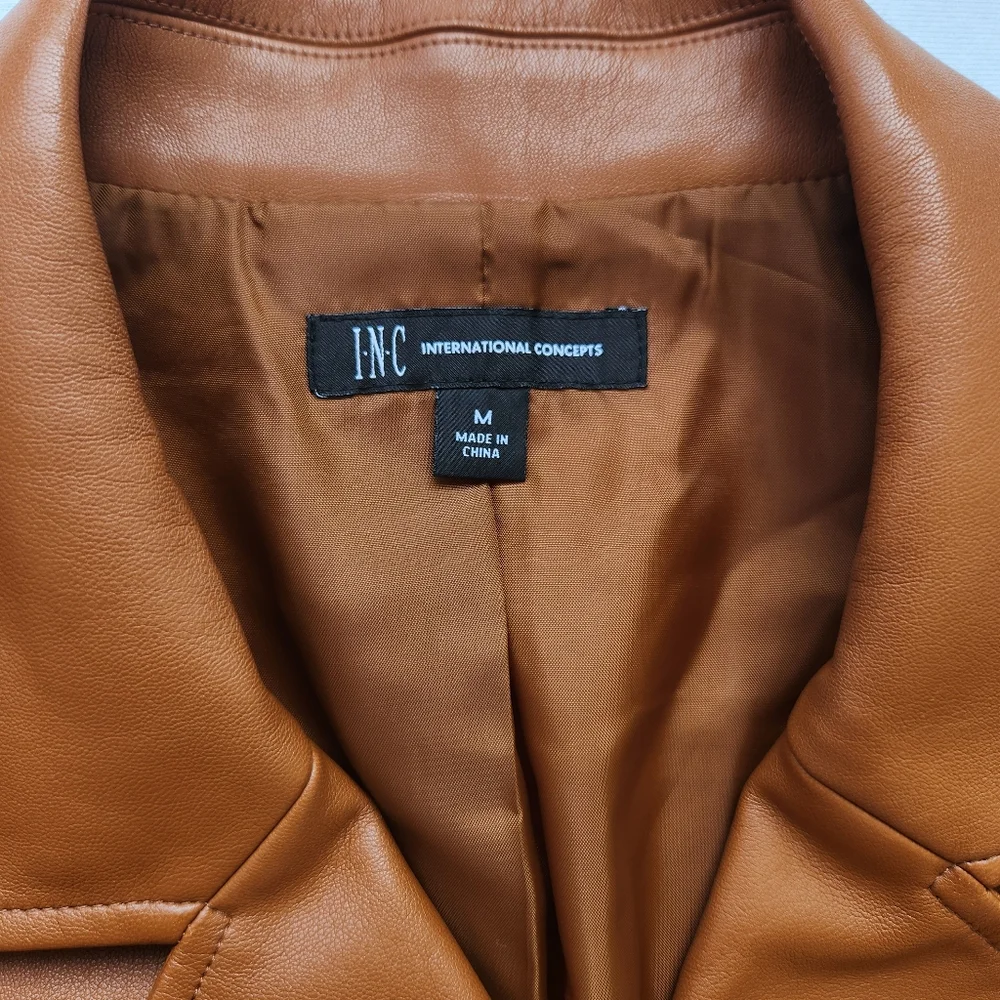 Soft Comfy Faux Leather Moto Jacket Fall Lightweight Zippers Snaps Cute Medium - Picture 11 of 17
